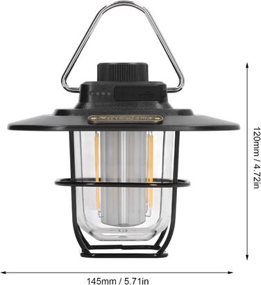 Світлодіодний кемпінговий ліхтар портативний наметовий ліхтар, що перезаряджається, з 3 режимами світла, індикатором заряду батареї, водонепроникний за стандартом IPX4, для кемпінгу, подорожей, нічної риболовлі