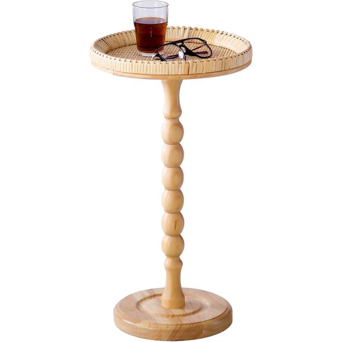 Стіл для напоїв, ротанг, круглий маленький приставний столик для невеликих приміщень, круглий приставний столик у стилі бохо, журнальний столик з ніжками з масиву дерева для вітальні, туалетний столик для спальні, кутові столики