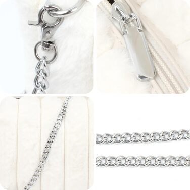 Біла пухнаста вечірня сумочка-клатч зі штучного хутра на ланцюжку для весілля, випускного або вечірки