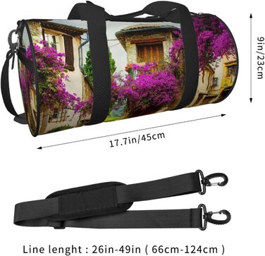 Спортивна сумка, дорожня сумка, з принтом прованського старого міста, сумка на нічліг, чорна, універсальний розмір, сумка для подорожей