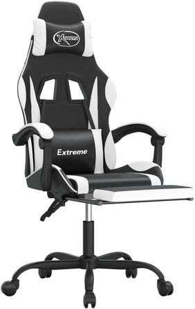 Обертове ігрове крісло, чорно-біле, штучна шкіра, ігрове крісло, доступне ігрове крісло, професійне ігрове крісло - 349584