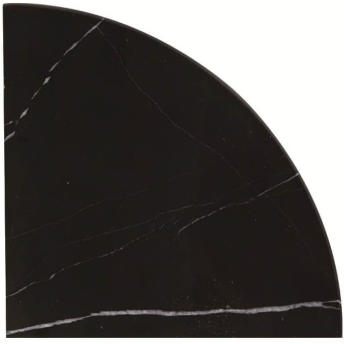 Кутова полиця Adolif Nero Marquina з чорного мармуру, чверть кругла, 100 натуральний мармур, полірований, 22,9 x 22,9 x 1,9 см, кутова полиця Nero Marquina з чорного мармуру для душової кабіни, декор, 1 лист 9'x9'x3/4 Чорний