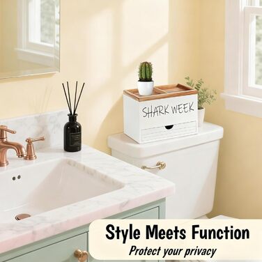 Коробка для зберігання тампонів з 3 відділеннями, кришкою та шухлядою дерев&39яний органайзер для ванної кімнати диспенсер для ватних дисків, ватних паличок, тампонів та гігієнічних прокладок