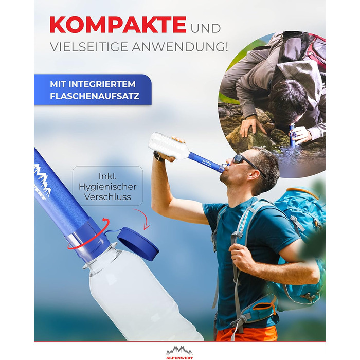 Зовнішній фільтр для води ALPENWERT - фільтр для питної води на 4000 літрів відфільтрованої води - очищення питної води, яка вбиває 99,99 усіх мікробів і бактерій