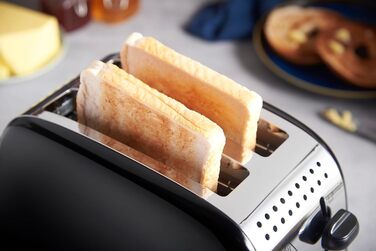 Тостер Russell Hobbs на 2 скибочки кольори плюс нержавіюча сталь чорний (надширокі слоти для тостів, в т.ч. підставка для булочок,
