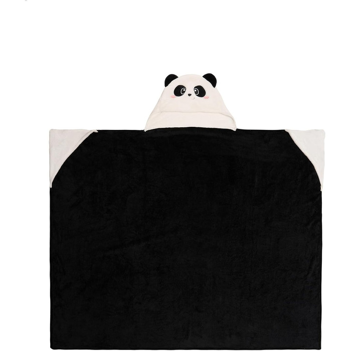 Затишна ковдра з капюшоном З кишенями для рук та капюшоном, поліестерова ковдра, застібка на ґудзики, 150 x 125 см, колір панди
