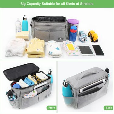 Організатор для коляски PHILORN з ізольованим підсклянником, плечовим ременем великої місткості, універсальна сумка для дитячої ко