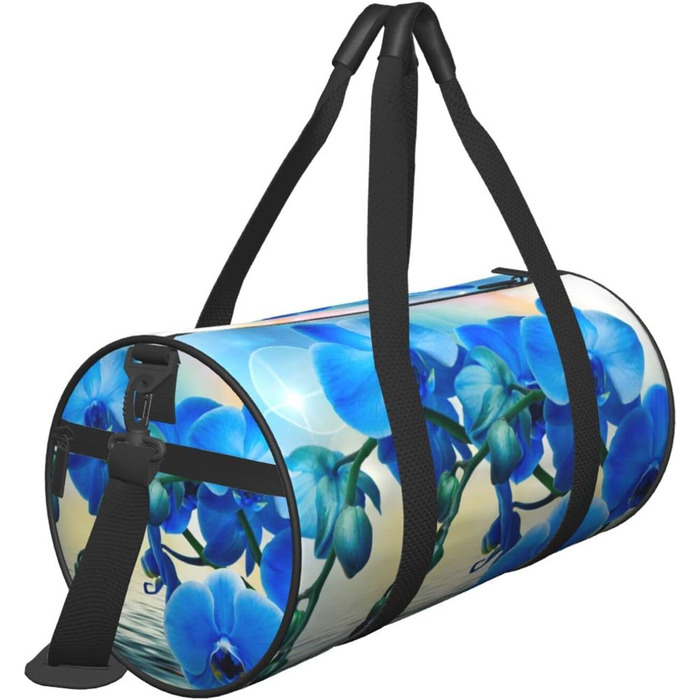 Спортивна сумка для подорожей з елегантним орхідейним принтом, чорна, універсальний розмір