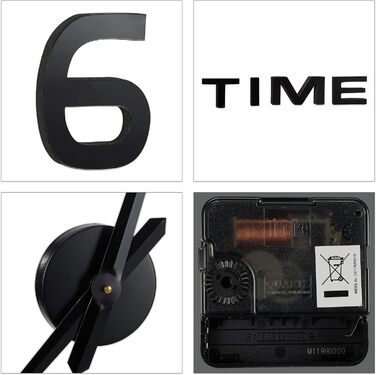 Настінний годинник Relaxdays DIY, 3D-цифри, настінне татуювання годинника, проста установка, змінний розмір, сучасний, чорний