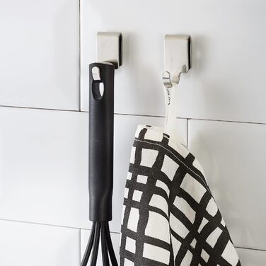 Компонентні, високоякісні гачки для підвішування кухонного посуду, нержавіюча сталь 18/10, можна мити в посудомийній машині, сріблястого кольору, 2-