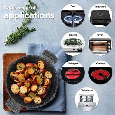 Горщик для картоплі фрі ROSSETTO 24 см з кошиком для смаження, каструля з литого алюмінію індукційна, горщик для картоплі фрі 2-в-1, зі скляною кришкою, антипригарне покриття, підходить для індукції, горщик для пасти 4,5 літра, червоний