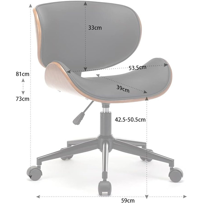 Дерев&39яне офісне крісло Mingone, комп&39ютерне крісло, письмове крісло, шкіряне поворотне крісло, регульоване на 360 по висоті, дизайнерське крісло для домашнього офісу зі спинкою, чорне, до 130 кг, штучна шкіра - сріблясте
