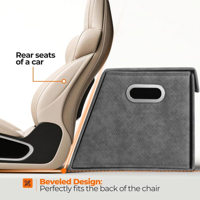 Органайзер для багажника Fyzeoty великий, шкіряний органайзер для позашляховиків, автомобілів, з магнітною кришкою, складаний та регульований, трапецієподібної форми, сірий