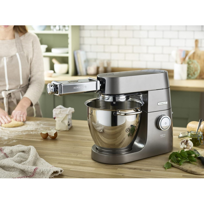 Кухонний комбайн Kenwood Titanium Chef Patissier XL KWL90.034SI (1400 Вт) з набором для кондитерів (4 предмети), сріблястий набір для приготування пасти MAX980ME з нержавіючої сталі