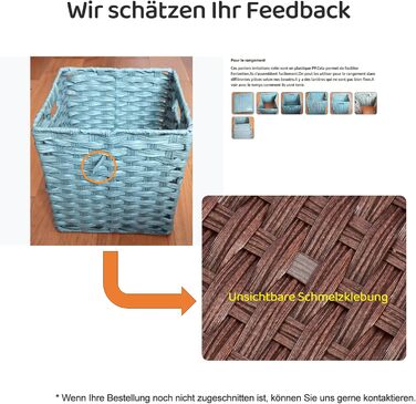 Набір із 2 плетених поліпропіленових кошиків для зберігання Mangata, 28x28x28 см, квадратні, з ручками, водонепроникні, стійкі до цвілі, для полиць, шаф, ванної кімнати (сірий) 28x28 см 2