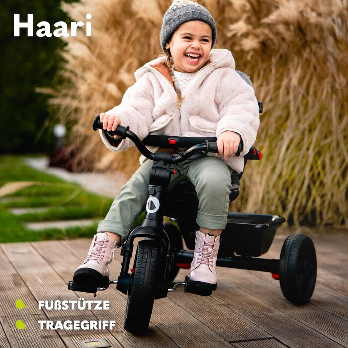 Триколісний велосипед LIONELO Haari 2в1 з перекладиною від 18 місяців до 25 кг, вперед і назад, безкамерні гумові шини, великий ві