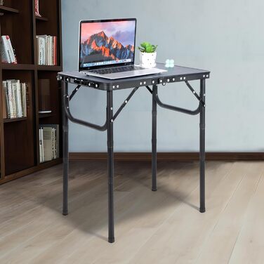 Невеликий розкладний стіл REDCAMP, регульований по висоті, легкий портативний кемпінговий стіл 60 см Д x 40 см Ш (4 рівні висоти) із сітчастим шаром, для використання в приміщенні та на вулиці, балкон, ринок, кухня, темно-сірий 60*40 см (4 рівні висоти)