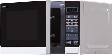 Мікрохвильова піч Sharp R242WW Solo / 20 л / 800 Вт / 5 рівнів потужності / 8 автоматичних програм / Розморожування з регулюванням ваги та часу / Блокування від дітей / Режим енергозбереження / Скляний поворотний стіл (25,5 см) / Білий N.A.