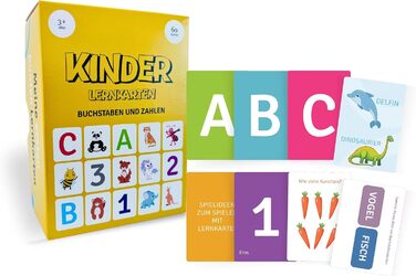 Вивчення літер і цифр, картки німецької абетки, 60 карток для дітей