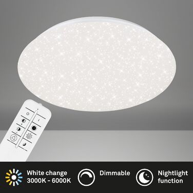 Стеля LED-світильник BRILONER Зоряне небо з пультом керування, регулювання кольору (від теплого до холодного білого), 48,5x7,5 см, білий