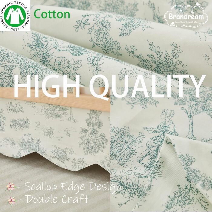 Спідниця для ліжечка Brandream з гребінцем, бавовняна, французький кантрі, туалет для малюків, спідниця для ліжечка для немовлят, бохо, богемний, нейтральний, вінтажний, зелений, туалетний, квітковий, фермерський, шик, бохо, богемна, зелена, туалетна