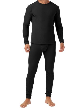 Чоловічий комплект термобілизни QIXING з флісовою підкладкою, важкий, 4-сторонній еластичний базовий шар для зимового катання на лижах, футболу, чорного кольору, розмір L