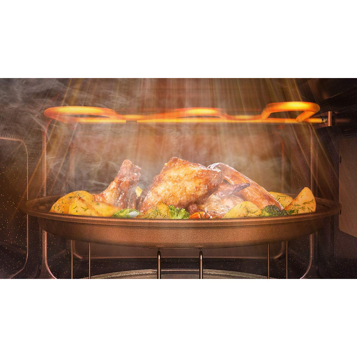 Мікрохвильова піч з грилем, 23 л, 800 Вт, керамічна, емальована, гриль для смаження та підставки Eco, біла 23 л 800 Вт Білий, 23T5018CW