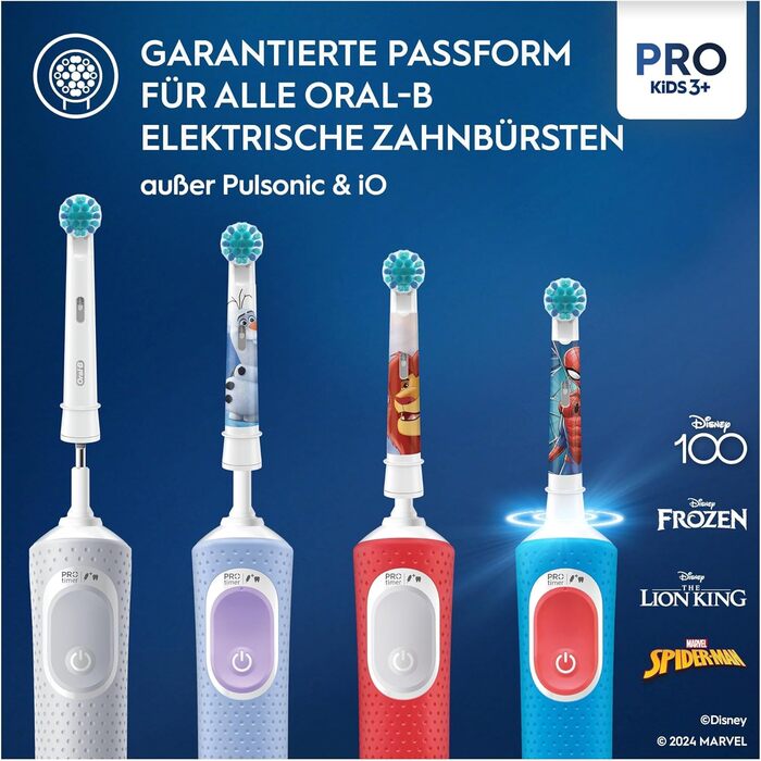 Електрична зубна щітка Oral-B Pro Kids Lion King для дітей від 3 років, включаючи режим Sensitive для догляду за зубами, надмяку щетину, 1 насадку для щітки, 4 наклейки