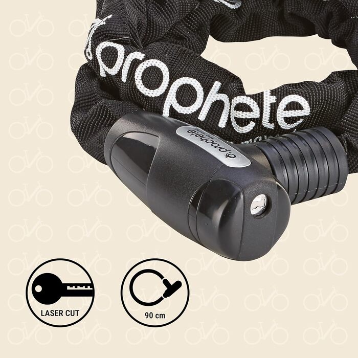 Замок ланцюговий Prophete, велосипедний, з високим ступенем захисту від злому, довжина 90 см, діаметр 6 мм, колір чорний