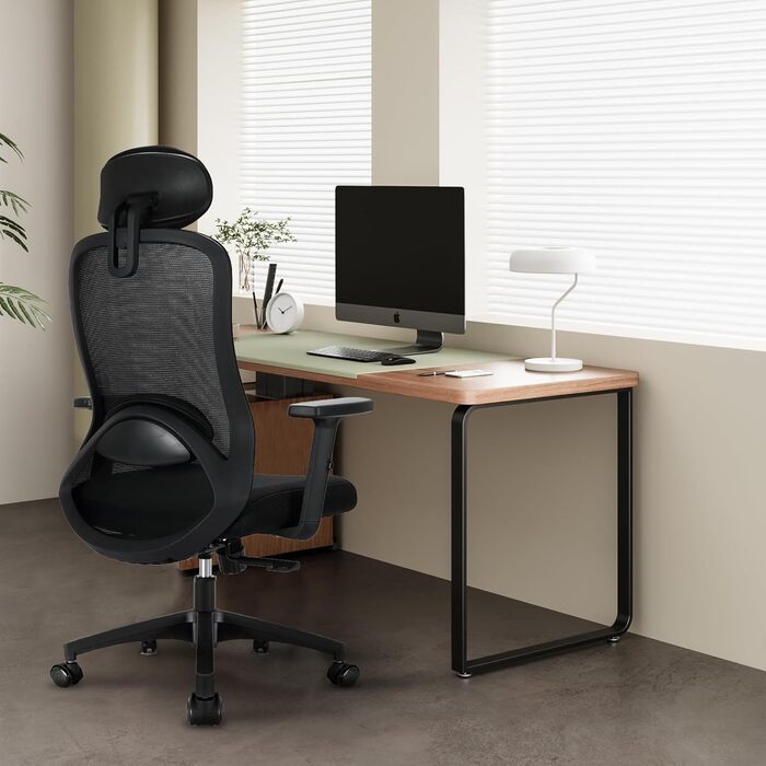 Офісне крісло, ергономічне офісне крісло, зручне робоче крісло, регульоване по висоті, крісло з повітропроникної сітки, обертове крісло з діапазоном повороту 90, 110 та 130, з можливістю блокування, вантажопідйомність до 150 кг, крісло з сітки