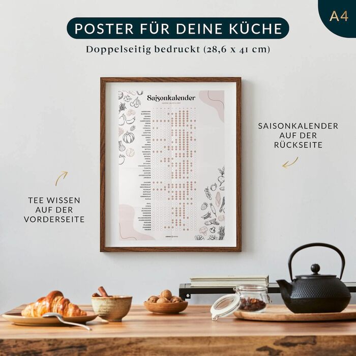 Книга рецептів Life Compass формату A4 для написання власних рецептів ПЕРЕЦЬ з плакатом сезонного календаря - тверда обкладинка Улюблені рецепти - кулінарна книга своїми руками для себе або на подарунок