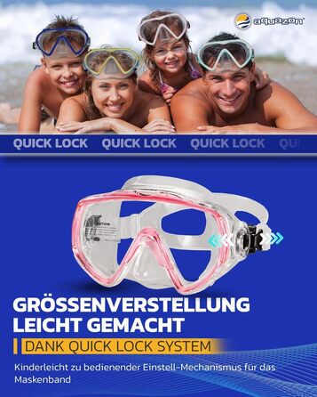 Набір для сноркелінгу AQUAZON Miami, набір для плавання, набір для дайвінгу, маска для дайвінгу з загартованими лінзами проти запотівання, силікон, напівсухий сноркель, регульовані ласти для дітей, темно-синій, розмір 27/31