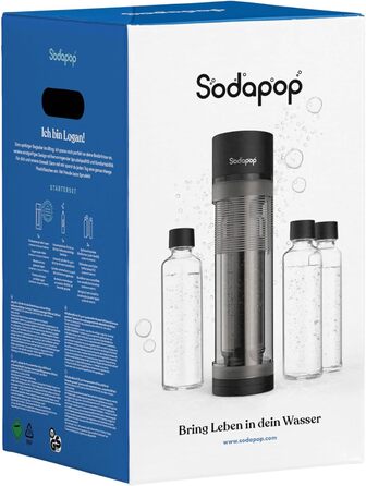 Стартовий набір Sodapop Sodapop Maker Logan з циліндром CO і 3 шт. скляною пляшкою, чорний матовий, висота 42,6 см