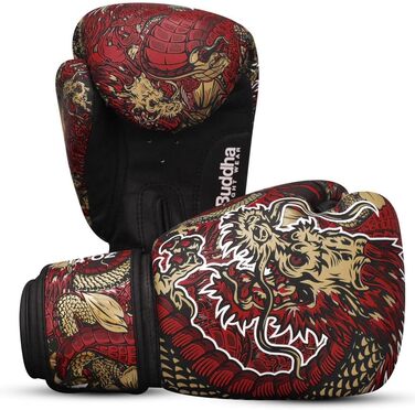 Боксерські рукавички BUDDHA FIGHT WEAR Dragon, призначені для тренувань та спарингів з муай-тай, кікбоксингу та фітнесу - чоловічі та жіночі - різні кольори - 300 г, 300 г, 350 г, 350 г, 360 г червоні, 350 г