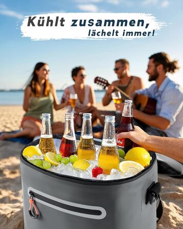 Сумка-холодильник 7/14/24 л - Ізольована та водонепроникна Портативна міні-сумка-холодильник з термоізоляційним шаром Легка для кемпінгу, пікніків, пляжу та барбекю - Герметична та міцна темно-сіра 14 л