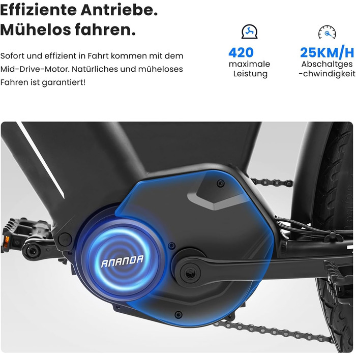 Електровелосипед Touroll MA1 26 дюймів для дорослих, міський електричний велосипед з двигуном 250 Вт 75 Нм із середнім приводом та акумулятором 36 В 468 Втгод, запас ходу 110 км, гідравлічні дискові гальма, електровелосипеди для чоловіків та жінок