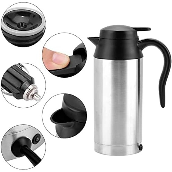 Автомобільний чайник HEZHU з нержавіючої сталі 12V подорожній чайник 650 мл автомобільний еластичний нагрівальний стакан для подор