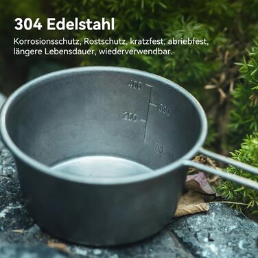 Миска Thous Winds Outdoor Sierra з нержавіючої сталі, 2 чашки Sierra 450 мл, чашка Sierra з підвісною ручкою, портативна, штабельована, легка миска для використання на свіжому повітрі, кемпінгу, походів - хакі
