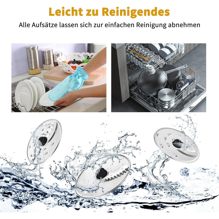 Кухонний комбайн SNDOAS, багатофункціональний кухонний комбайн 1100 Вт, чаша для замішування тіста 3,2 л, подрібнювач кухонного комбайна, блендер 1,5 л, м'ясорубка, темно-синій