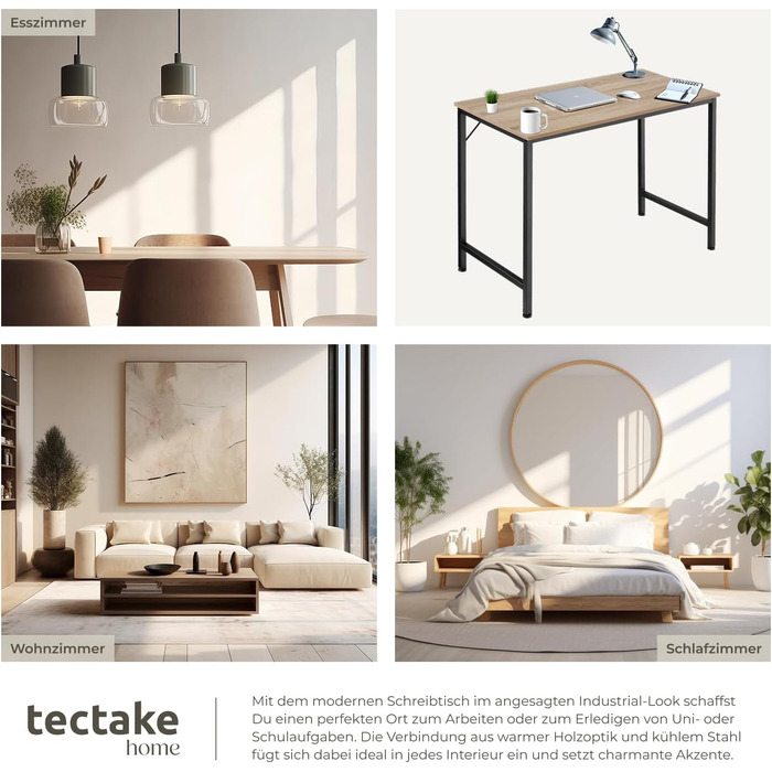 Письмовий стіл, Комп&39ютерний стіл, Офісний стіл, ПК-стіл, Меблі для навчання, Домашній офіс, Офіс, Невеликий письмовий стіл, Каркас столу зі стільницею - Індустріальна світла деревина, Дуб Сонома, 100 см Індустріальна світла деревина, Дуб Сонома Jenkins