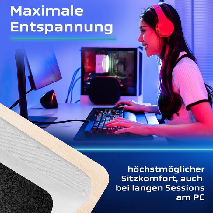 Ігрове крісло NATIV з механізмом гойдання Офісне крісло з регульованою висотою Обертове робоче крісло Підлокітники з регульованою висотою Чорний/Синій До 150 кг Штучна шкіра Захист від гніву 16 кг, чорний/синій