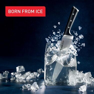 Ніж кухарський Tefal Ice Force K23202 лезо 20 см захист від корозії захист рук нержавіюча сталь/чорний 20 см кухарський ніж