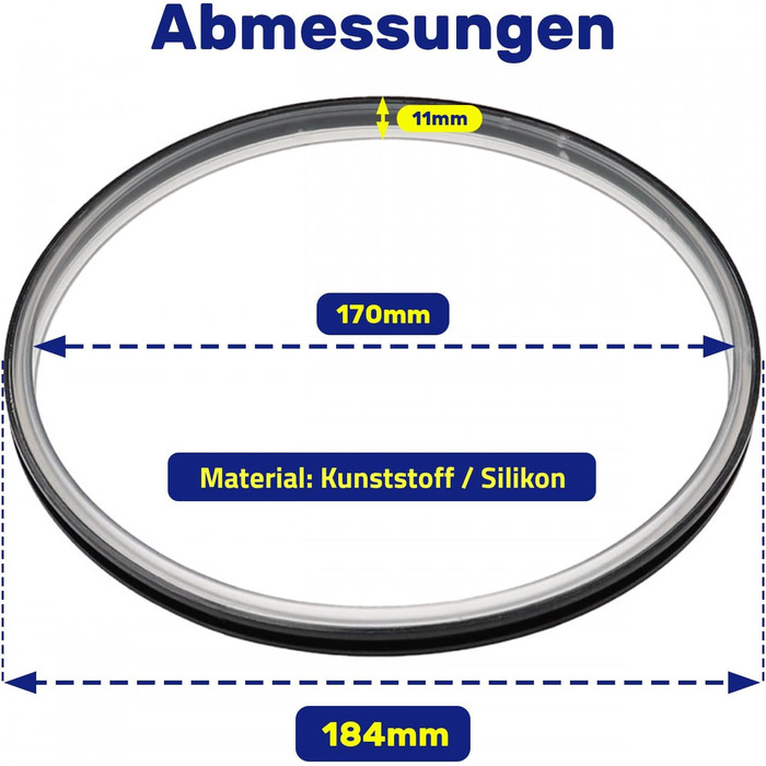 Кільця ущільнювачів для кухонного комбайна Thermomix кришка TM31 Vorwerk Ø 184/170 мм Гарантія 10 років - Monteral