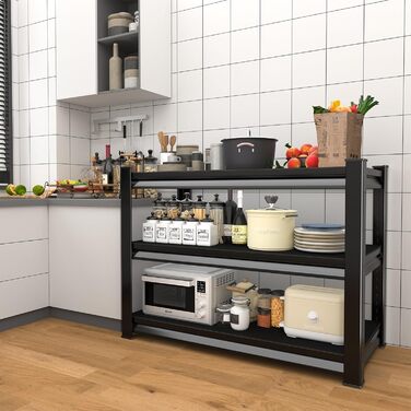 Міцний стелаж, стелаж зі сталевим каркасом, полиця для зберігання з 3 регульованими полицями, стелаж для підвалу, стелаж без болтів, стелаж для майстерні, підвал, гараж, майстерня, чорний, 120 x 45 x 99 см - 3 полиці