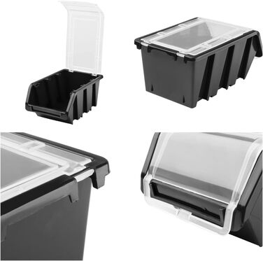 Система зберігання в майстерні 78 x 39 см 21 коробка Настінна полиця зі штабелюваними коробками - Надзвичайно міцні стінові панелі, стійка для інструментів, полиця для зберігання в гаражі (Чорна)