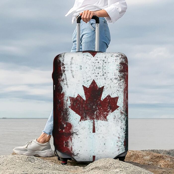 Чохол на валізу BAFAFA, дизайн Ретро-прапор Канади, з принтом, захист валізи, еластичний, стійкий до подряпин, захист від пилу, чорний, XL
