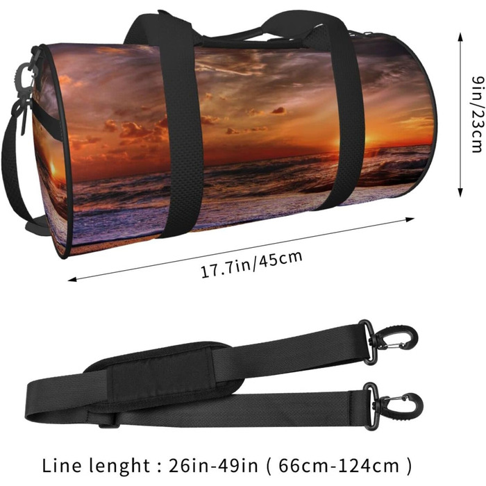 Спортивна сумка, дорожня сумка, пляжна сумка, принт Схід сонця, сумка на нічліг, чорна, універсальний розмір, сумка для подорожей