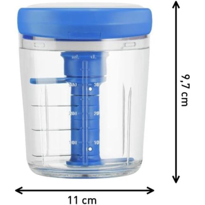 Тефаль Джеймі Олівер K1644344 Чоп і шейкер без світла Ємність 450 мл Мультишредер Універсальний подрібнювач для овочів, фруктів, цибулі, горіхів, часнику білий/синій білий/синій сингл