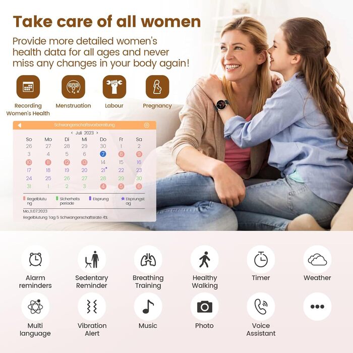 Жіночий смарт-годинник із функцією телефону, круглий смарт-годинник 1,39 дюйма з SpO2, 24-годинним монітором серцевого ритму, монітором артеріального тиску, монітором сну, фітнес-трекером із понад 120 спортивними режимами та крокоміром для iOS та Android 