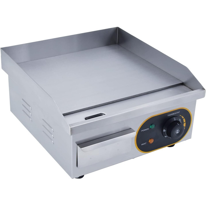 Електрична гладка сковорода, професійний гастроелектричний гриль Електрична плита для гриля з чавунною поверхнею гриля 35.5 x 30 см 1500 Вт для ресторанів, кухні, комерційних, побутових тощо. 36 x 38 x 20 см
